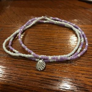 Purple and blue Seed bead 3 piece anklet